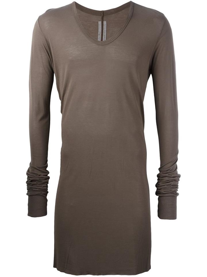 Rick Owens Scoop Neck T-shirt, Men's, Size: Small, Grey, Viscose/silk