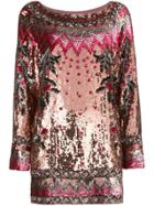 Alberta Ferretti Patterned Sequin Dress - Pink & Purple