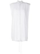 Lost & Found Rooms - High Neck Shortsleeved Shirt - Women - Tencel - S, White, Tencel