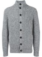 Brunello Cucinelli Flocked Ribbed Cardigan, Men's, Size: 50, Grey, Polyamide/cashmere/virgin Wool