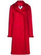 Blumarine Fur Details Midi Coat - Red