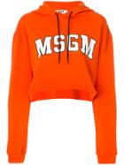 Msgm Cropped Logo Hoodie - Yellow & Orange