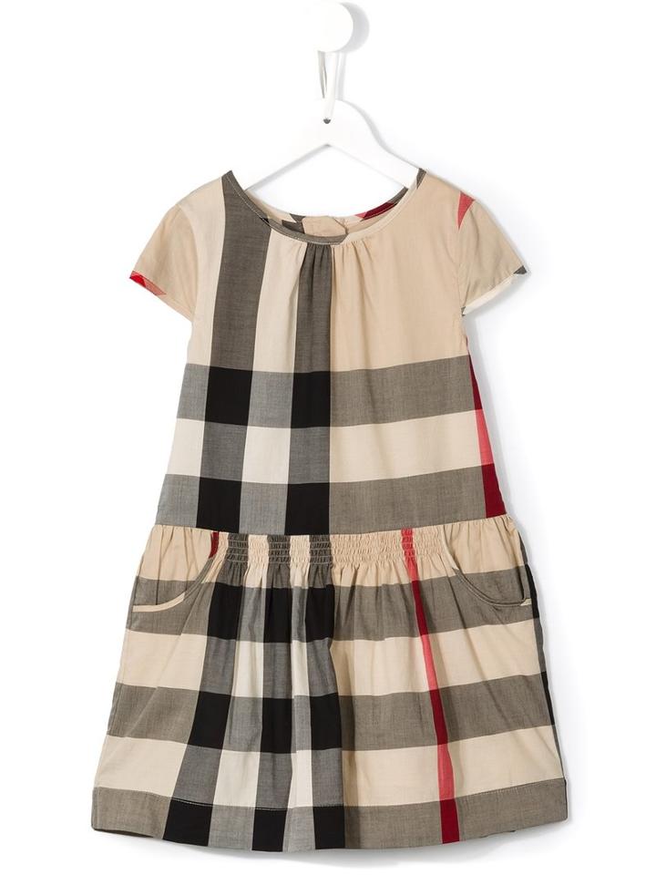 Burberry Kids New Classic Check Dress, Girl's, Size: 7 Yrs, Nude/neutrals