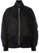 Sacai Layered Bomber Jacket, Women's, Size: 2, Black, Cotton/nylon/polyester/wool