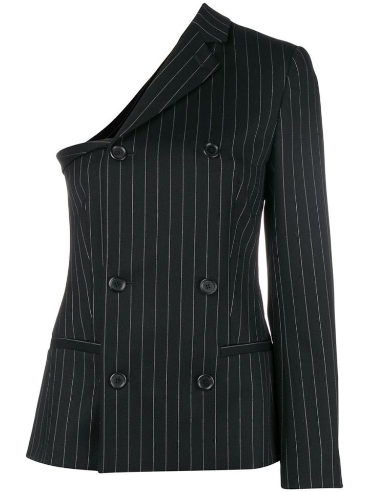 Moschino One-sleeve Double-breasted Pinstriped Blazer - Black