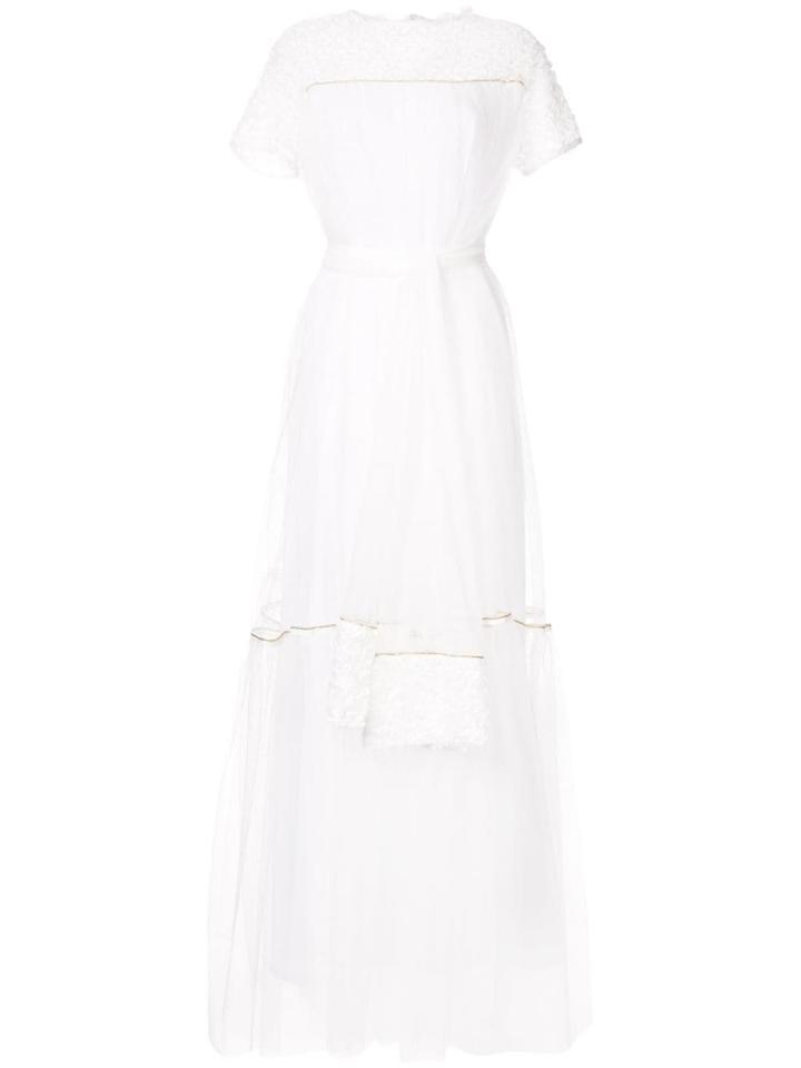 Baruni Belted Tulle Gown - White