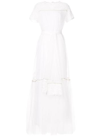 Baruni Belted Tulle Gown - White