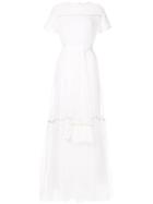 Baruni Belted Tulle Gown - White
