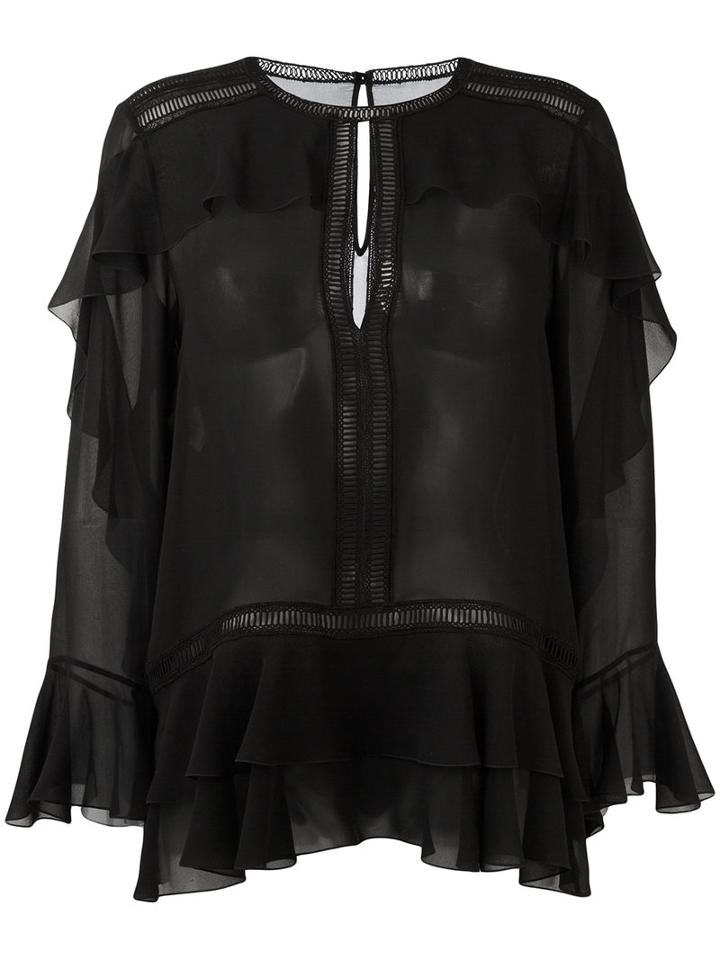 Alberta Ferretti Ruffle Blouse, Women's, Size: 40, Black, Silk