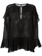 Alberta Ferretti Ruffle Blouse, Women's, Size: 40, Black, Silk