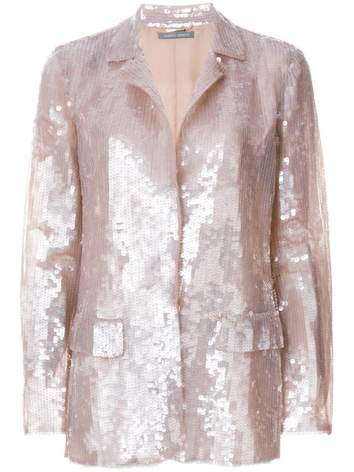 Alberta Ferretti Sequin Fitted Blazer - Nude & Neutrals