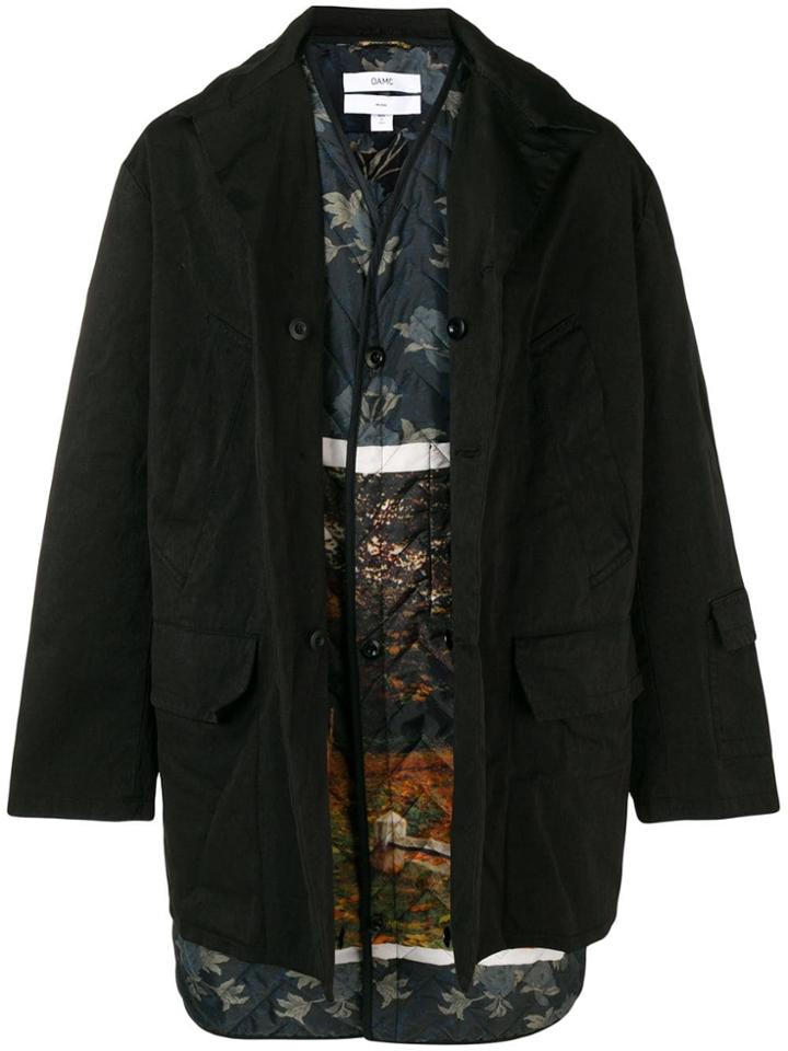 Oamc Layered Single Breasted Coat - Black