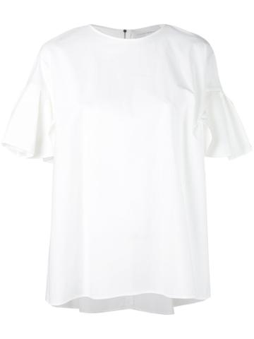 Calcaterra - Ruffled Sleeves T-shirt - Women - Cotton - 44, Women's, White, Cotton