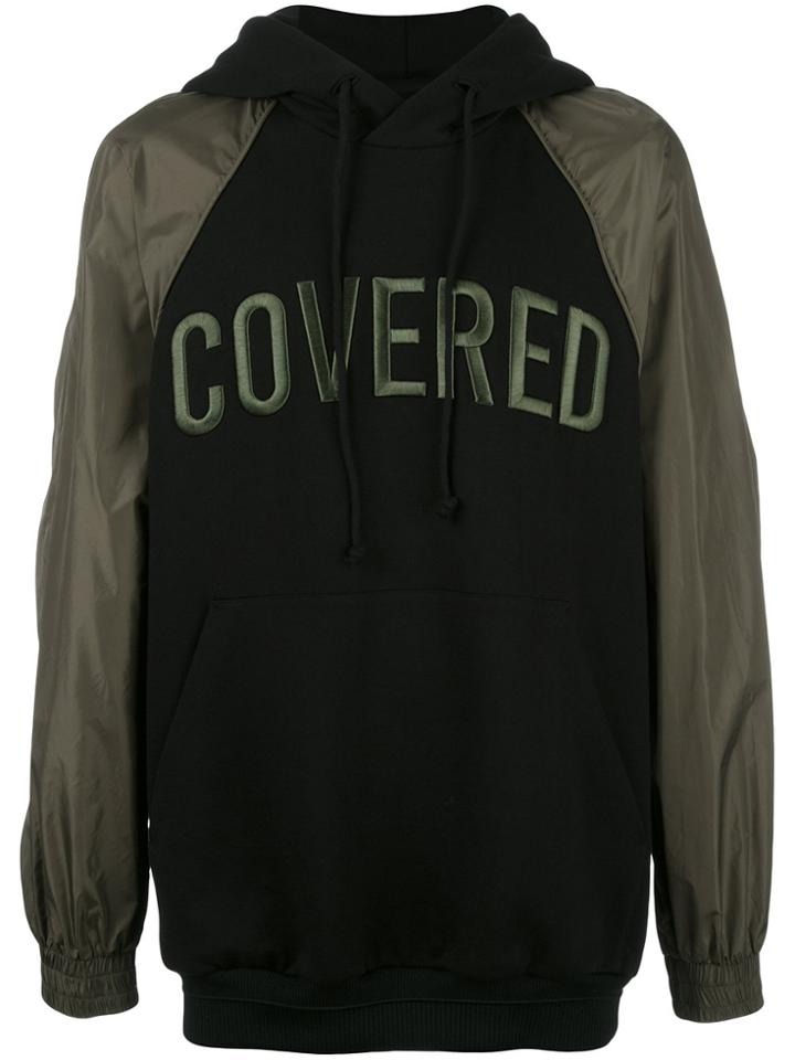 Juun.j Covered Contrast Sleeve Hoodie - Black