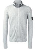 Stone Island Funnel Neck Cardigan, Men's, Size: Medium, Grey, Cotton/polyamide