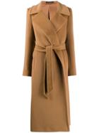 Tagliatore Belted Mid-length Coat - Brown