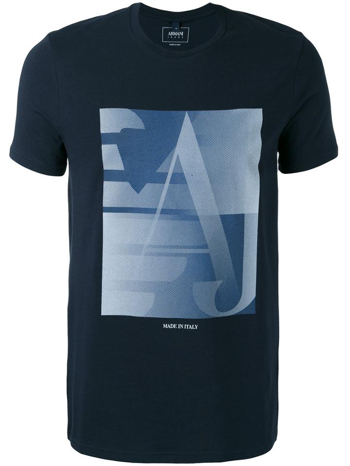 Armani Jeans - Graphic Logo T-shirt - Men - Cotton/spandex/elastane - Xl, Blue, Cotton/spandex/elastane
