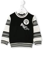 Dolce & Gabbana Kids Striped Embroidered Patch Sweatshirt, Boy's, Size: 18-24 Mth, Black