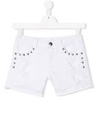 John Richmond Junior Teen Embellished Denim Shorts - White