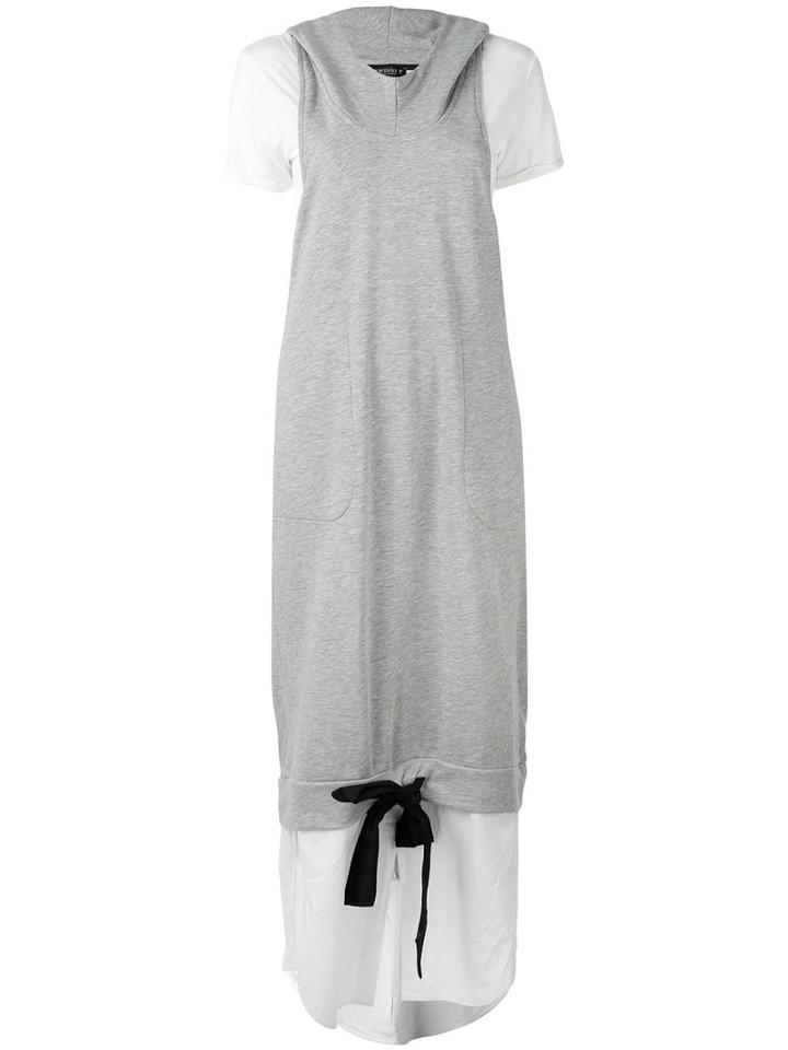 Twin-set - Layered Hooded Dress - Women - Cotton/polyester - S, Grey, Cotton/polyester