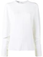 Stella Mccartney Draped Sleeve Blouse, Women's, Size: 36, White, Viscose/acetate/spandex/elastane