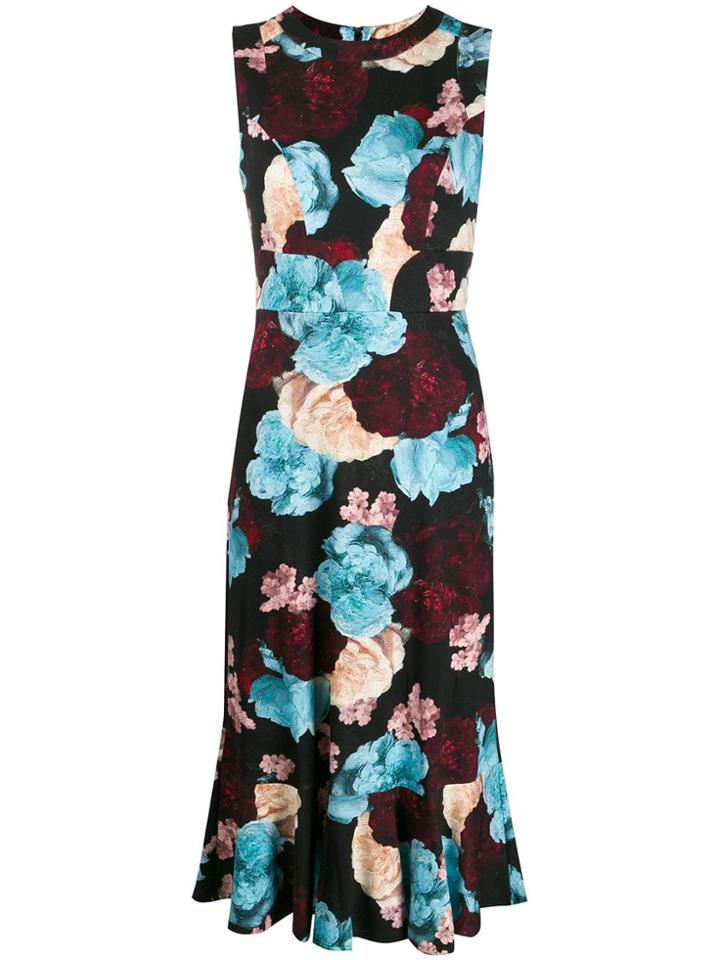 Erdem Fitted Floral Pattern Dress - Black
