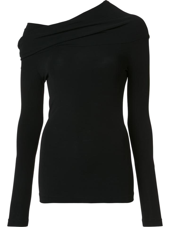 Yigal Azrouel One Shoulder Blouse, Women's, Size: 4, Black, Spandex/elastane/viscose