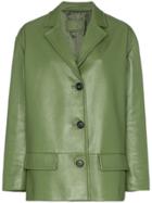 Prada Single Breasted Leather Blazer - Green