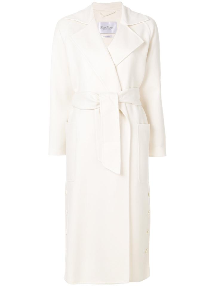 Max Mara Alacrè Wrap-around Belted Coat - White