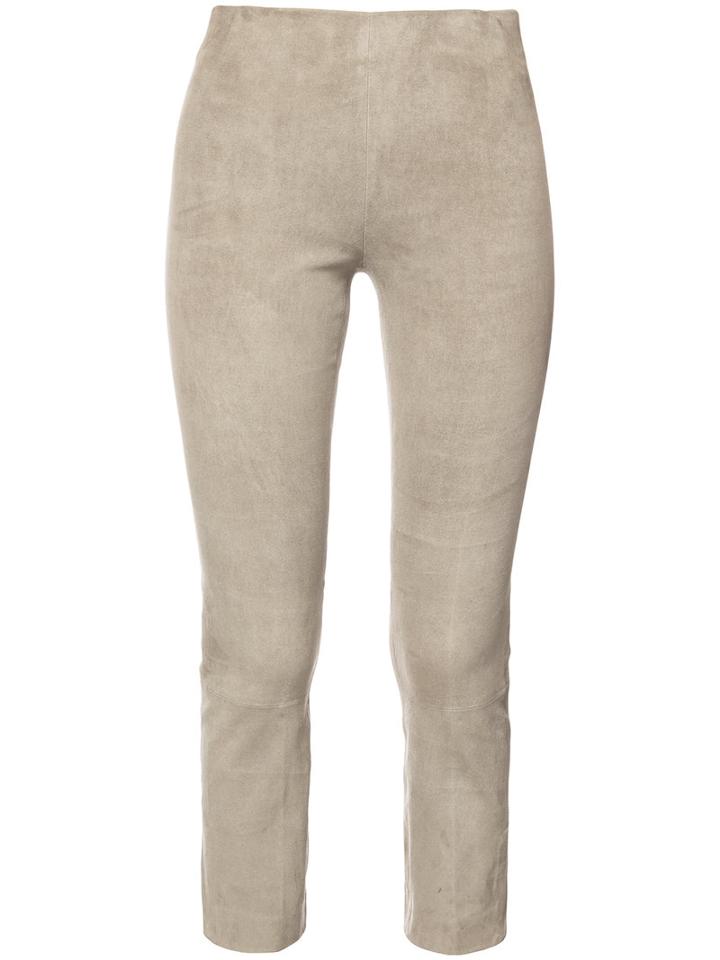 Vince - Cropped Trousers - Women - Suede - M, Nude/neutrals, Suede