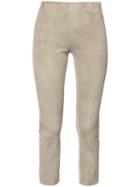 Vince - Cropped Trousers - Women - Suede - M, Nude/neutrals, Suede