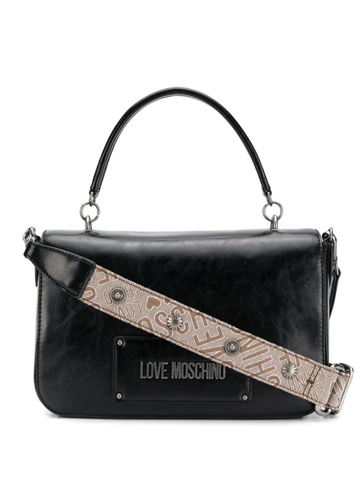Love Moschino Foldover Logo Crossbody Bag - Black
