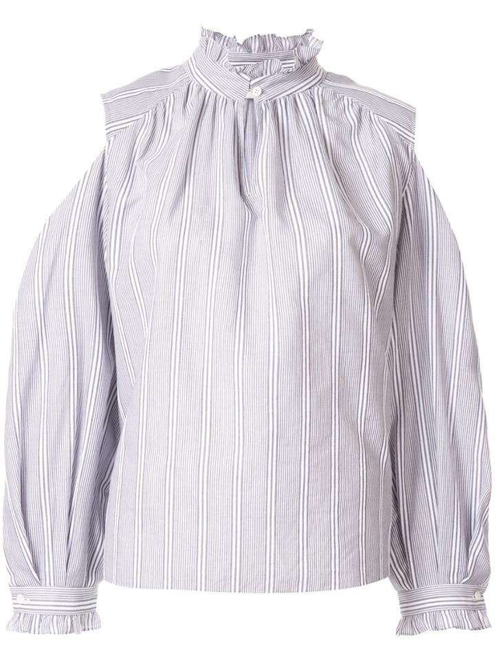 Portspure Striped Cut-out Blouse - Grey
