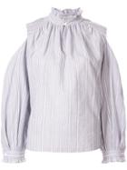 Portspure Striped Cut-out Blouse - Grey