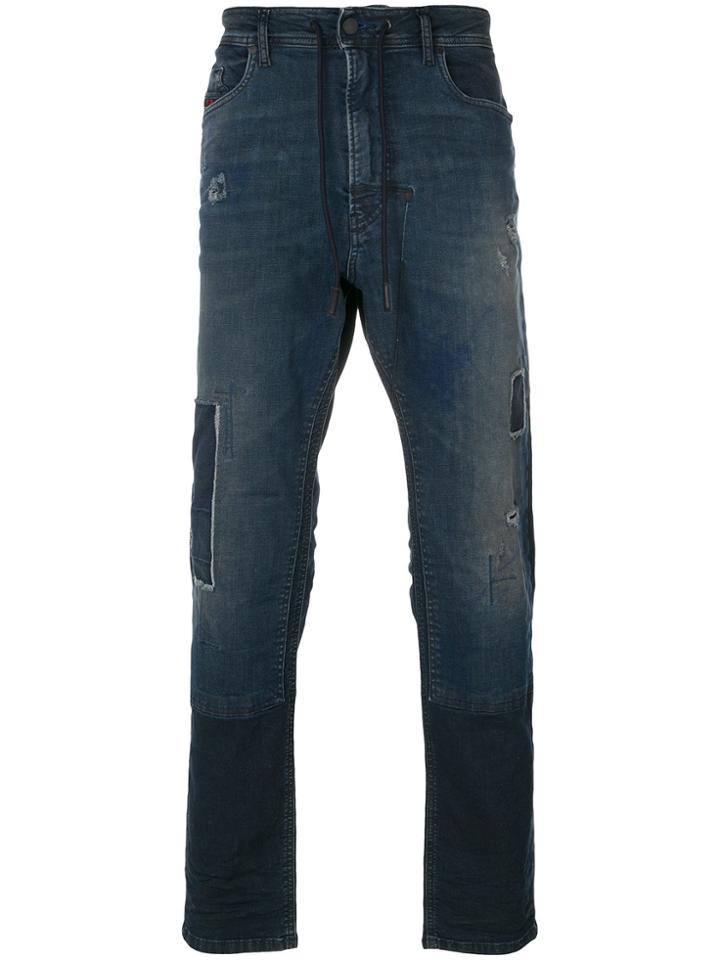 Diesel Drawstring Patchwork Jeans - Blue