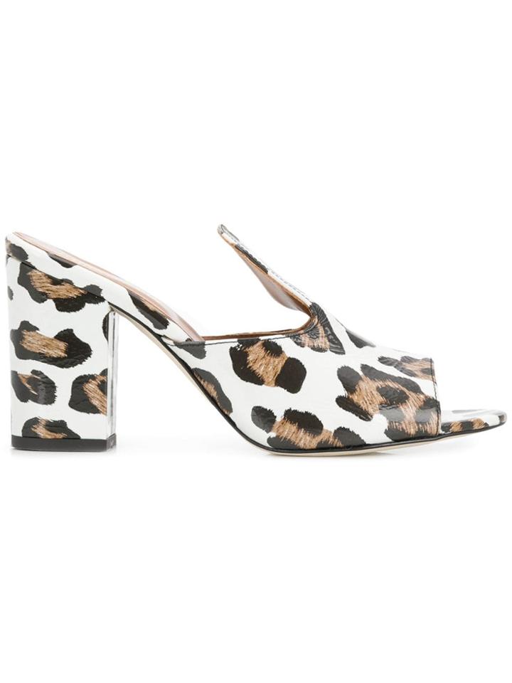 Paris Texas Leopard Heel Mules - White