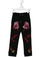 Philipp Plein Kids Kiss Me Now Track Pants, Toddler Girl's, Size: 4 Yrs, Black