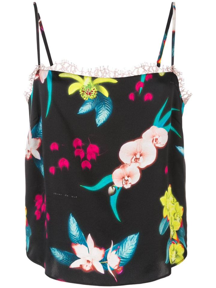 Fleur Du Mal Orchid Print Cami Top - Black