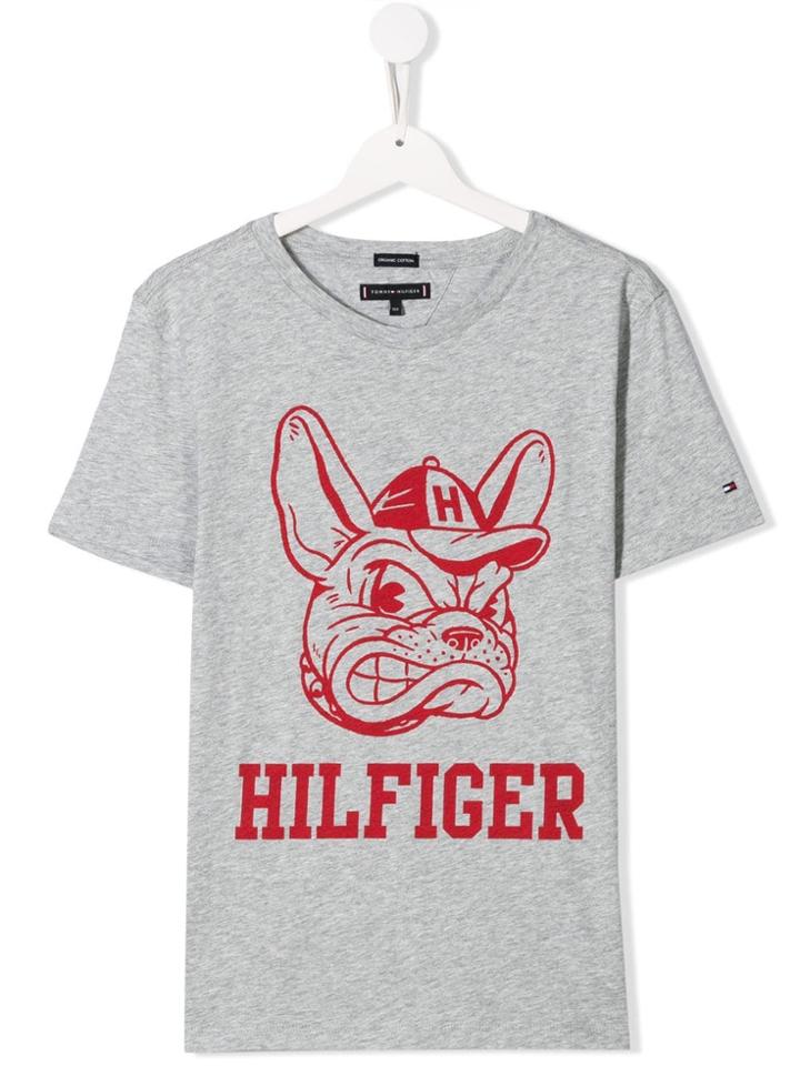Tommy Hilfiger Junior Teen Logo Bulldog Print T-shirt - Grey
