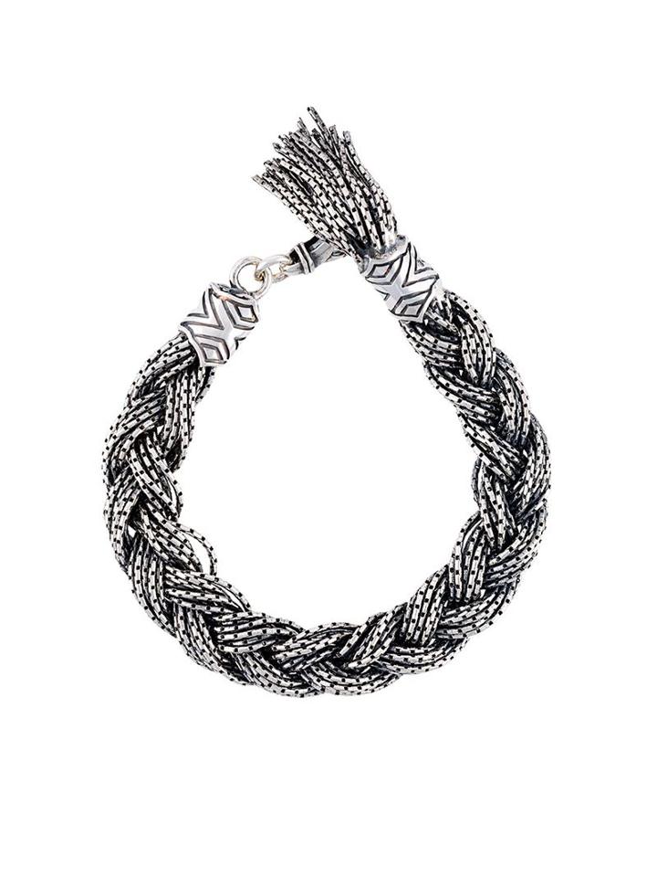 Emanuele Bicocchi Braided Bracelet, Men's, Size: M, Metallic, Silver