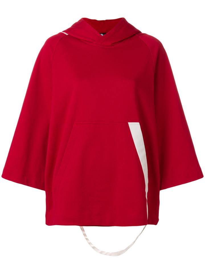 Y-3 Asymmetric Tie Detail Hoodie - Red