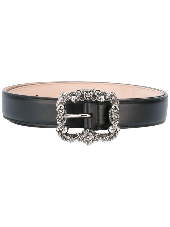 Alexander Mcqueen Skull-buckle Belt - Black