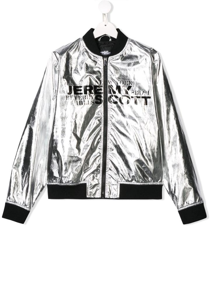 Jeremy Scott Junior Logo Zipped Jacket - Silver