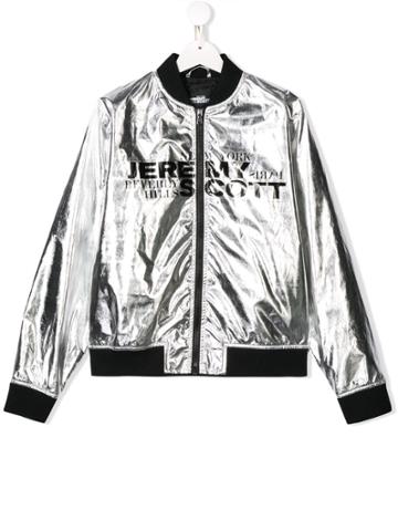Jeremy Scott Junior Logo Zipped Jacket - Silver