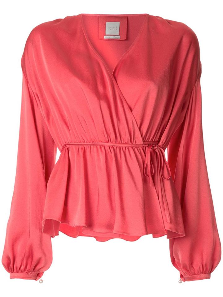 Ingie Paris V-neck Wrap Blouse - Pink