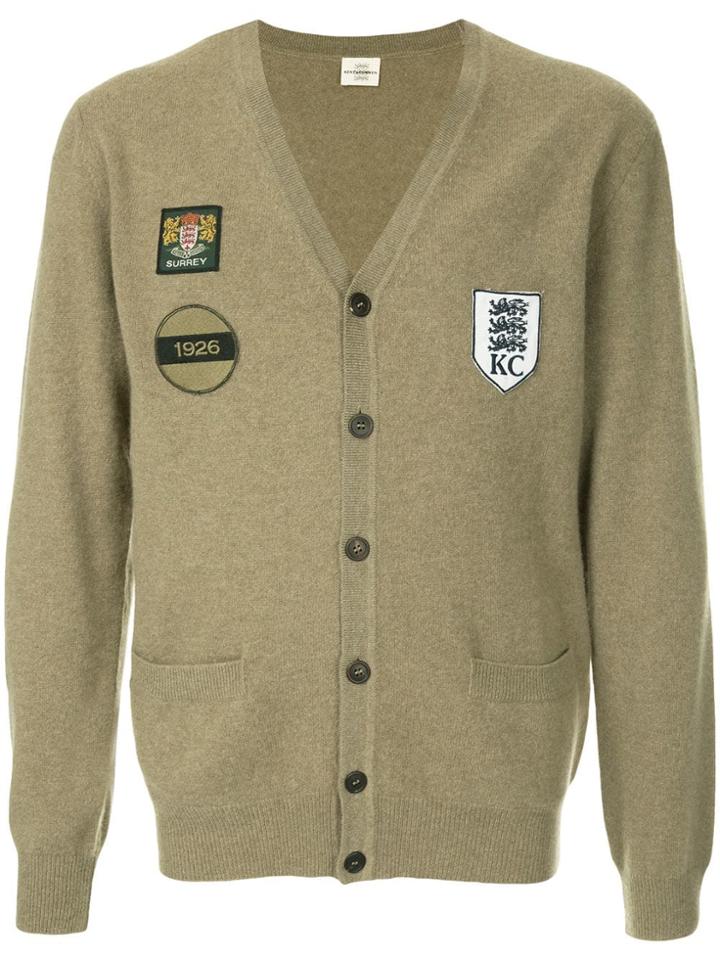 Kent & Curwen Embroidered V-neck Cardigan - Green