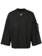Necessity Sense Wide Sleeved Pin Stripe Jacket - Black