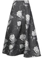 Co Floral Print Midi Skirt - Black