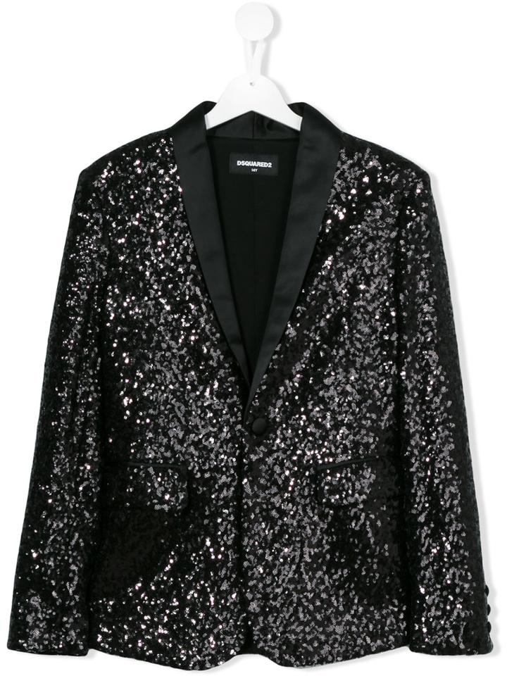 Dsquared2 Kids - Sequinned Blazer - Kids - Cotton/polyamide/polyester/viscose - 16 Yrs, Girl's, Black