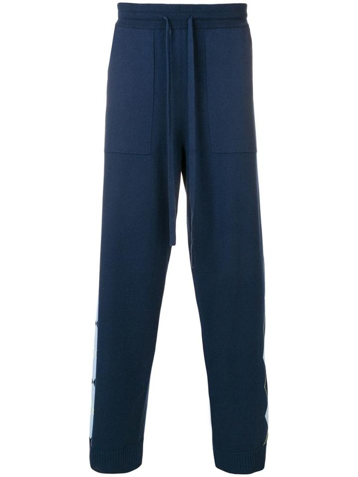 Pringle Of Scotland Intarsia Argyle Knitted Joggers - Blue